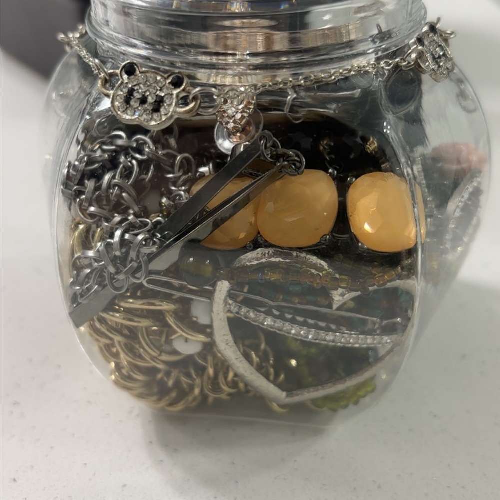 Mystery Jewelry Jar Silver, Gold, Colorful, Rhinestone Costume & Vintage - Picture 4 of 6
